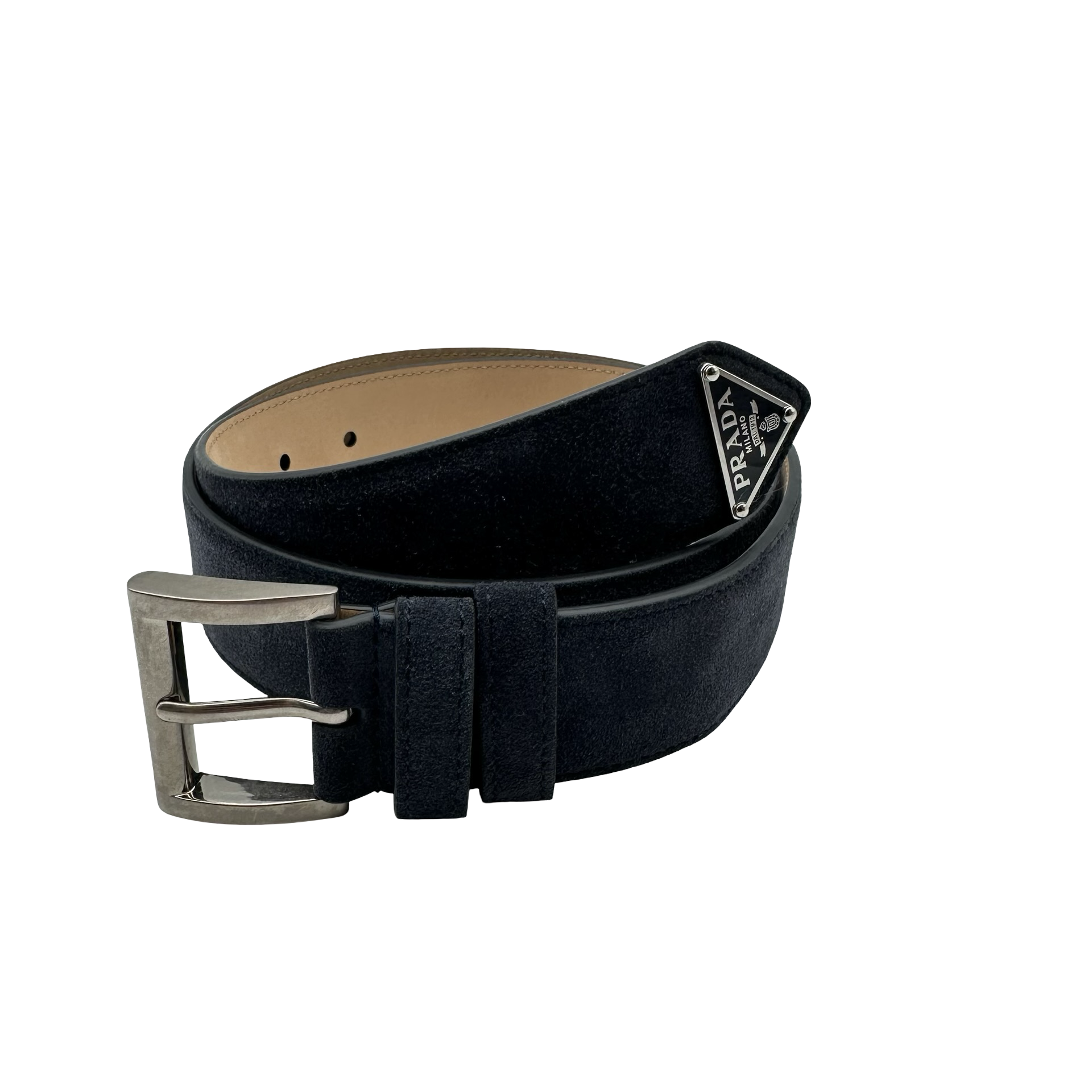 Prada Navy Suede Belt