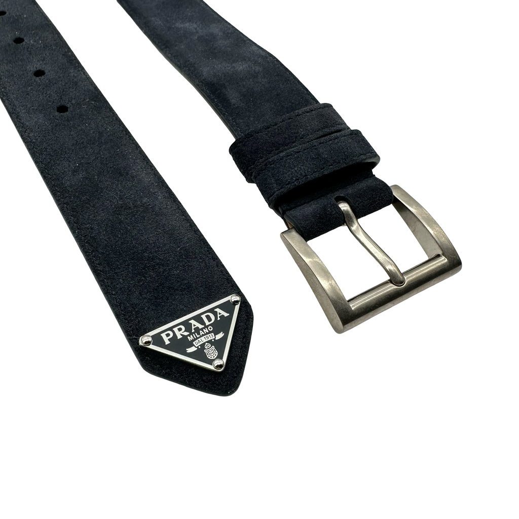 Prada Navy Suede Belt